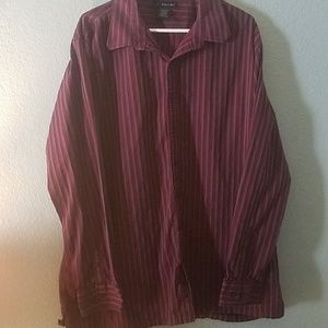 J. Ferrar maroon striped dress shirt 2xlt